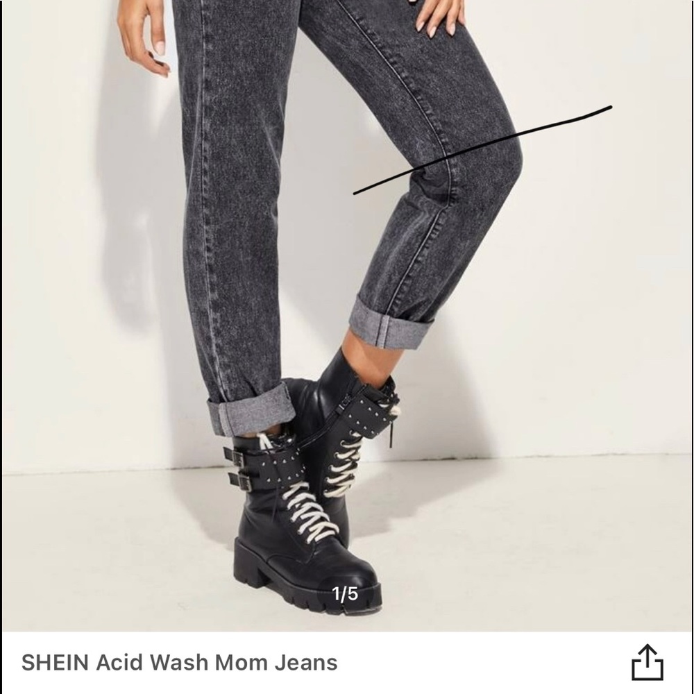 SHEIN acid wash mom jeans